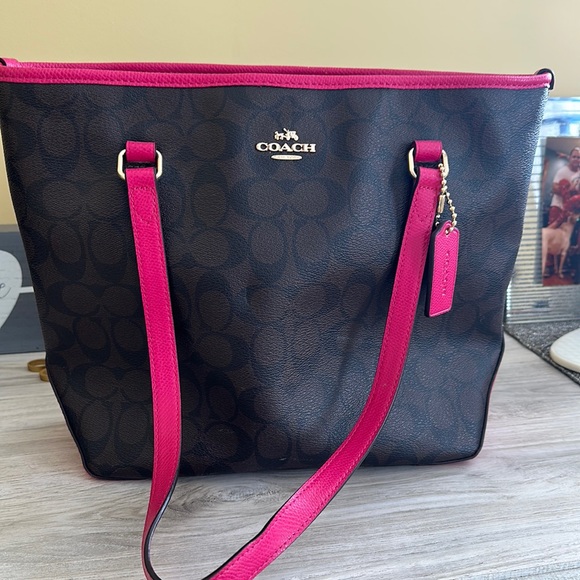 Coach Bags Coach Purse Hot Pink And Brown Poshmark